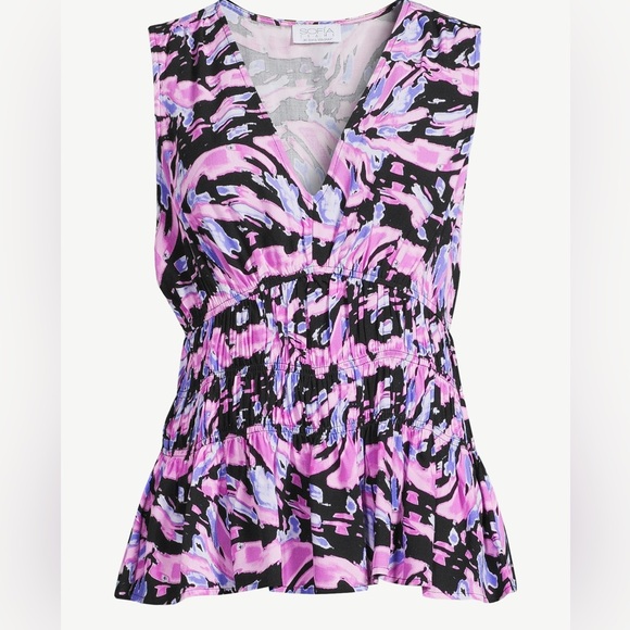 Sofia Jeans by Sofia Vergara Women's Smocked Peplum Top size M - Picture 2 of 7